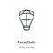 Parachute outline vector icon. Thin line black parachute icon, flat vector simple element illustration from editable army concept