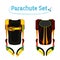 Parachute pack. Bright extreme sport equipment for skydiving. Flat style