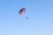 Parachute parasailing of tourist couple on a sunny day