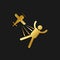 Parachute, plane, man, icon gold icon. Vector illustration of golden style