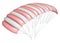 Parachute, red and white, striped.
