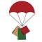 Parachute with shopping bag on a white