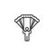 Parachute skydiver line icon