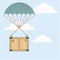 Parachute vector illustration with a package