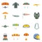 Parachuting icons set flat vector isolated