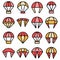 Parachuting icons set vector flat