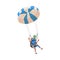 Parachuting Man Paratrooper Descenting Using Parachute Vector Illustration