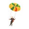 Parachuting Man Paratrooper Descenting Using Parachute Vector Illustration