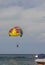 Parachuting over the sea entertaining tourists