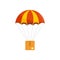 Parachuting parcel icon flat isolated vector