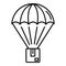 Parachuting parcel icon, outline style