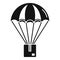 Parachuting parcel icon, simple style