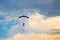 Parachuting sport in sunset sky