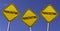 Parachuting - three yellow signs with blue sky background