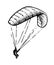 Parachutist descends. Parachute paraglider. Air extreme sport. Controlled high altitude flight. Hand drawn outline