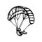 Parachutist, extreme, skydiving, sport, fly concept. Hand drawn parachutist on a sports parachute concept sketch. Isolated vector