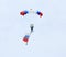 Parachutist with the flag of Russia in Rostov region, Russia. Ap