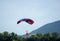 A parachutist at the moment of landing shot.