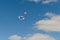 A parachutist with the St. Andrew`s flag