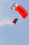 Parachutists demonstrate jumping from airplane