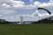 Parachutists landing on the Esplanada dos MinistÃ©rios in Brasilia