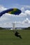 Parachutists landing on the Esplanada dos MinistÃ©rios in Brasilia