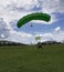 Parachutists landing on the Esplanada dos MinistÃ©rios in Brasilia