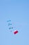 Parachutists with polish flag on Radom Airshow, Poland