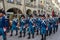 Parade of swiss soldiers on traditional costume during Zibelemarit Holiday Onion Market - Bern, Switzerland