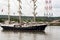 Parade of very old historical boats galleon on the river Seine for Armada, France