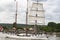 Parade of very old historical boats galleon on the river Seine for Armada, France