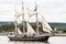 Parade of very old historical boats galleon on the river Seine for Armada, France