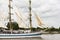 Parade of very old historical boats galleon on the river Seine for Armada, France