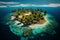 Paradise Awaits: Stunning Aerial View of a Tropical Island with Palm Trees