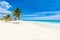 Paradise Beach (also known for Playa Paraiso) at sunny summer day - beautiful and tropical caribbean coast at Tulum in Quintana