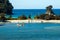 paradise beach with clear water in torrent bay, abel tasman national park, southern island new zealand