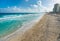 Paradise beach with hotels in Cancun, Mexico