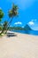 Paradise beach at Soufriere Bay with view to Piton at small town Soufriere in Saint Lucia, Tropical Caribbean Island