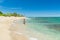 Paradise beach vacation destination woman swimming