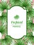 Paradise card with palms leaves. Decorative image tropical leaf of palm tree Livistona Rotundifolia. Image for holiday