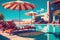 Paradise Found: Sun Loungers and Umbrellas at a Modern Hotel Pool - Generative AI