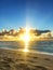 Paradise Glorious golden sunrise over the beach in Kauai Hawaii