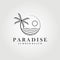 paradise , hawaii , line art palm tree logo vector illustration design graphic