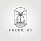 paradise , hawaii , line art palm tree logo vector illustration design graphic