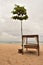 Paradise on the island. The canopy on the beach in Bali; Nusa Dua. Indonesia