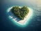 Paradise Island in the form of heart in ocean, ai generative illustration