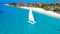 Paradise islands. White sailboat in the sea Zanzibar beach, tropical climate