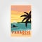 paradise tropical beach national park vintage poster vector illustration design, tropical ocean poster background illustration