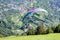 Paraglider above Dorf Tirol,  vacation resort with apple orchads, Tirol Castle, hiking trails, , Alto Adige, South Tyrol, Italy