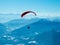 Paraglider in the alps in winter